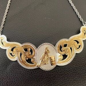 Montana Silversmiths Engraved silver plate horse pendant necklace